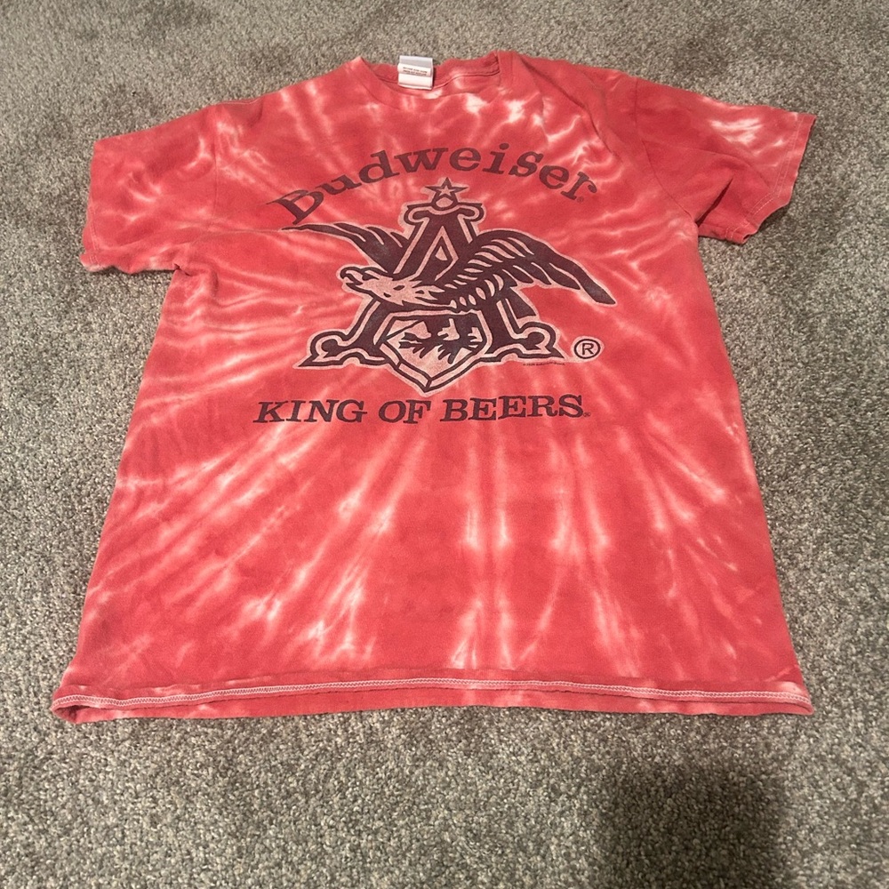 Urban Outfitters Red Tie-Dye Budweiser Tee